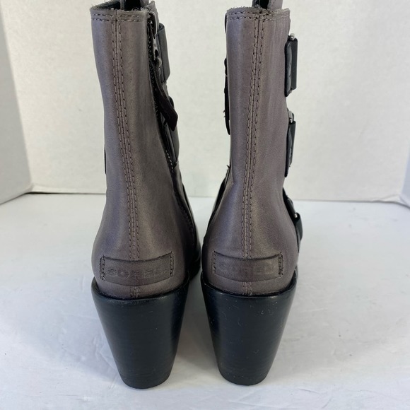 Sorel After Hours Wedge Moto Bootie Gray Buckle Zip Up Womens Size 7.5 - Picture 3 of 16
